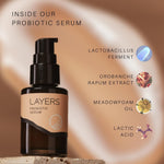 Load image into Gallery viewer, Layers Probiotic Serum ingredients: probiotics, orobanche rapum extract, meadowfoam oil, lactic acid
